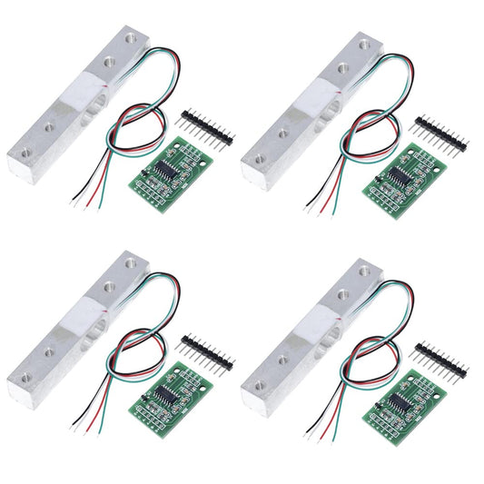 ShangHJ 4 Sets Digital Load Cell Weight Sensor + HX711 ADC Module Weighing Sensor for Arduino DIY Portable Electronic Kitchen Scale Kit (10kg)
