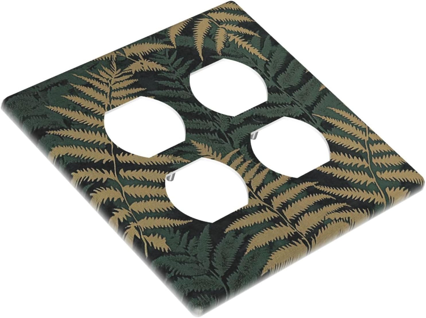 Outlet Covers Botanical Fern Green Leaf Forest 2 Gang Double Duplex Decorative Light Switch Covers Electrical Wallplates Socket Faceplate For Bed Room Home Decor
