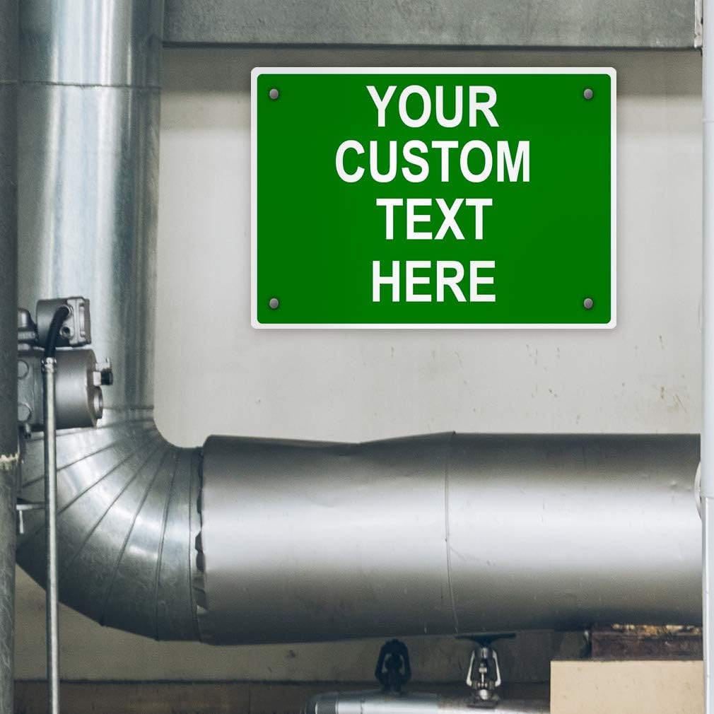 Aluminum Weatherproof Metal Sign Multiple Sizes Custom Personalized Text Here Green White Directions Horizontal Street Signs 14x10Inches