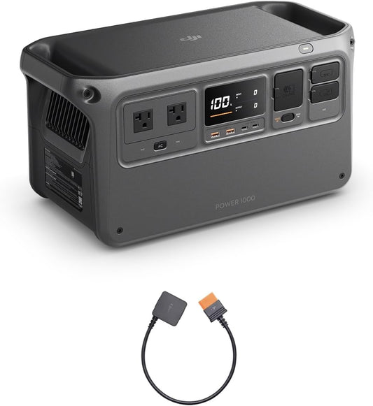 DJI Power 1000 Portable Power Station, 1024Wh Power Generator with Mavic 3 Series Fast Charge Cable, LiFePO4 Cell, Fast Charging, 2200W Max Output, Content Creation, Drone Photography, Camping & RVs