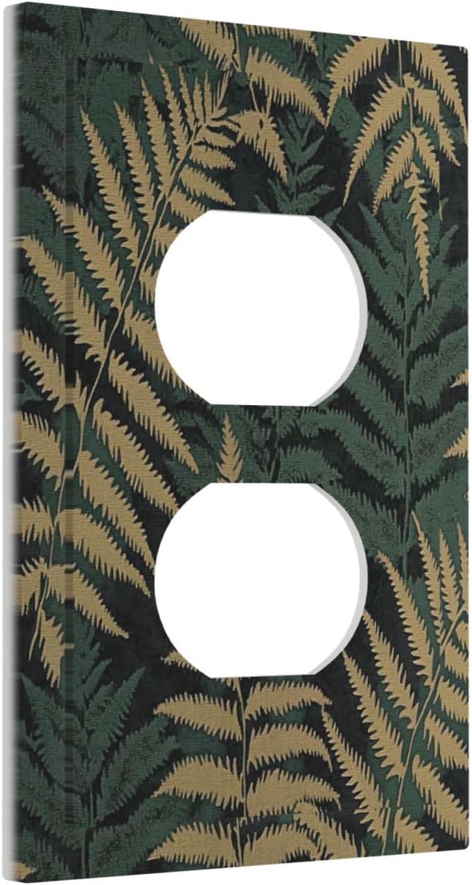 Outlet Covers Botanical Fern Green Leaf Forest 1 Gang Duplex Light Switch Cover Decorative Switch Plates Electrical Receptacle Faceplate Wall Plate For Bed Room Home Decor