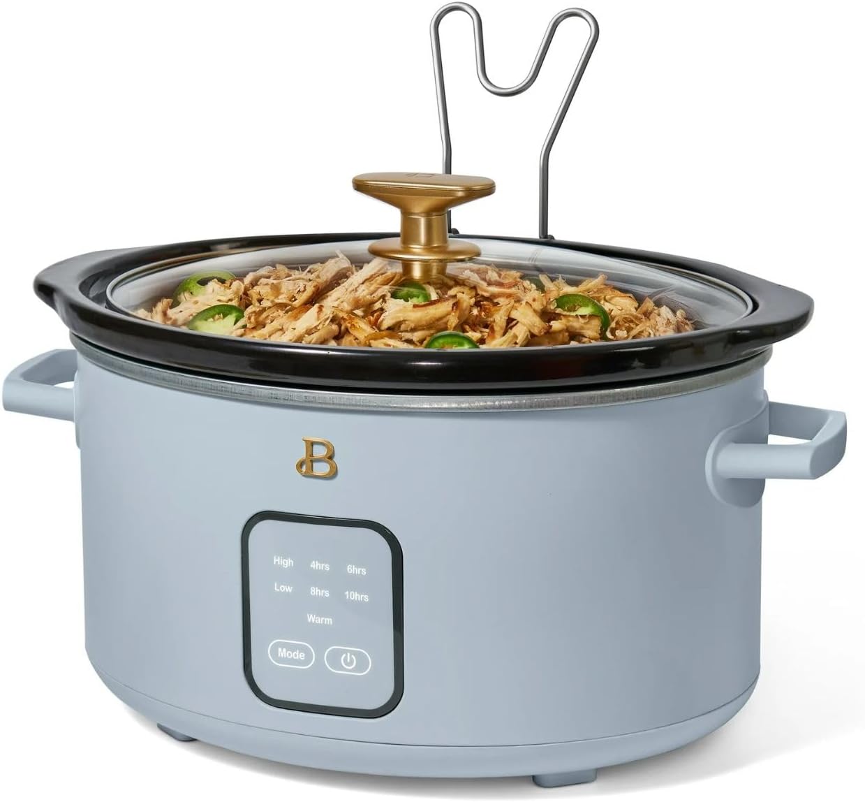Beautiful 4-Qt Digital Slow Cooker with Smart Touch Screen, Removable Pot, Timer Presets, Ideal for Small Families