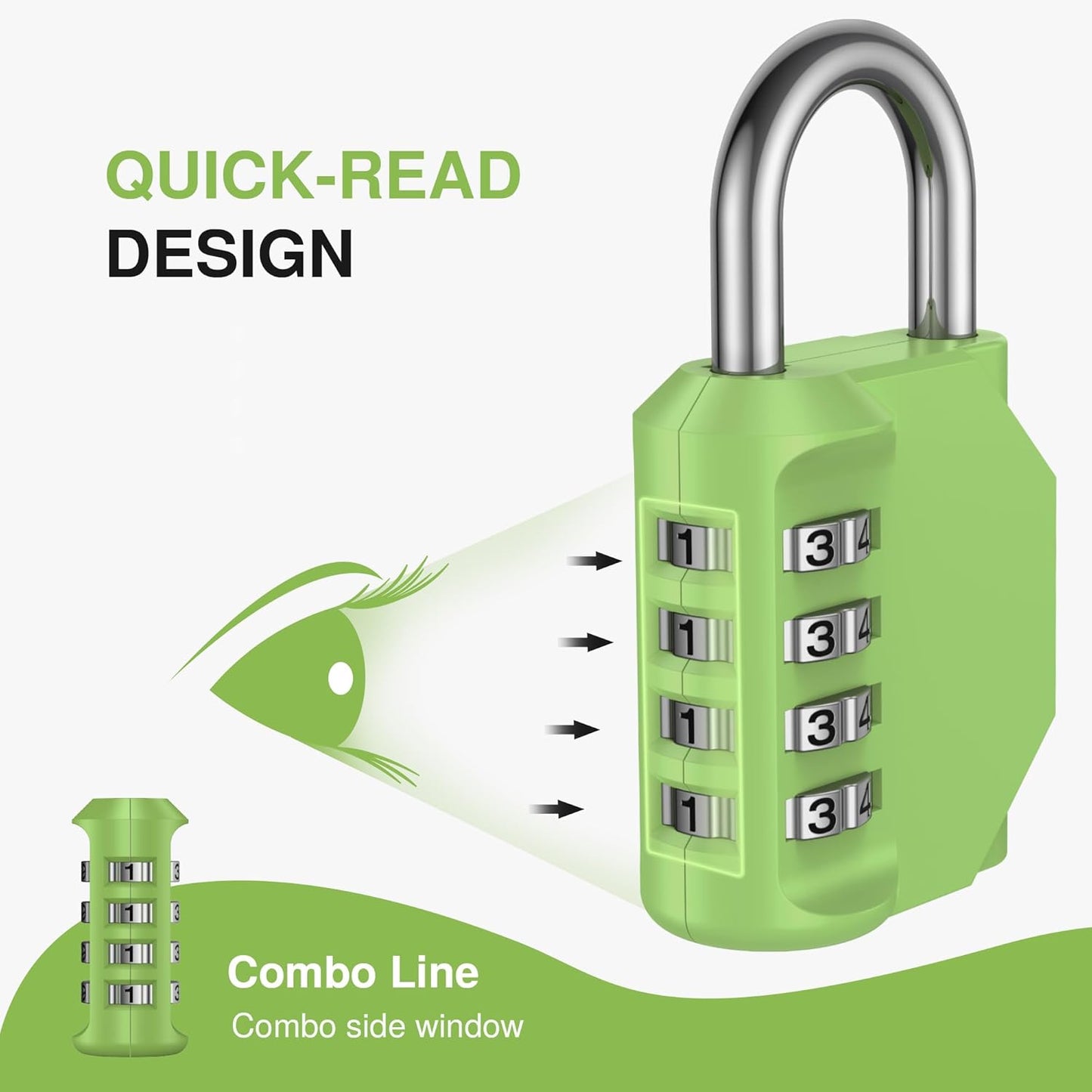 Puroma 2 Pack Combination Lock for Locker 4 Digit Outdoor Waterproof Padlock for School, Gym, Sports, Fence, Toolbox, Gate, Case, Outdoor, Hasp Storage, Cabinets (Yellow-Green)