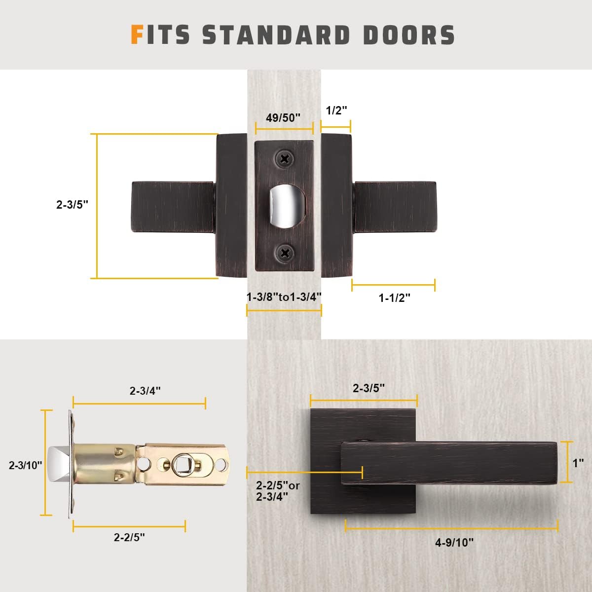 KNOBWELL Premium Oil Rubbed Bronze Door Handle Passage Door Lever Heavy Duty Door Handle Set, Closet Door Levers for Left or Right Handing, Easy Installation 10 Pack 2.07 lb One Lever