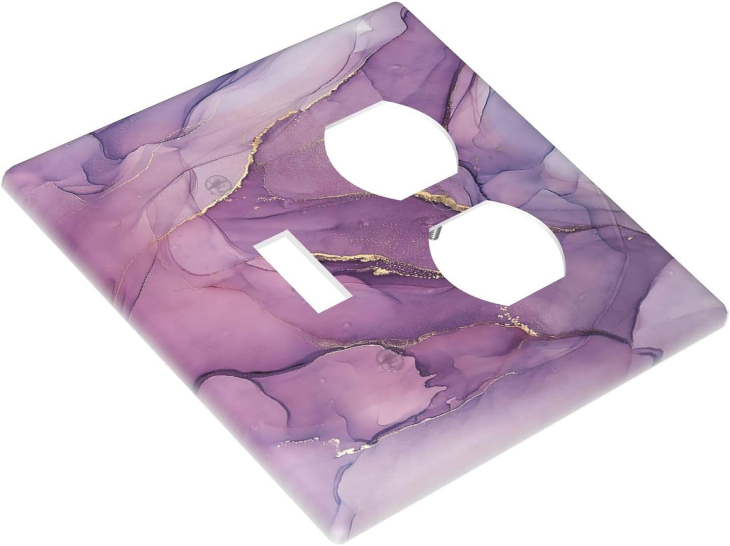 Wallplates Purple Marbling Golden Line 1 Toggle 1 Duplex Switch Plate Electrical GFCI Faceplate Decorative Light Switch Covers for living Room Bathroom Decor