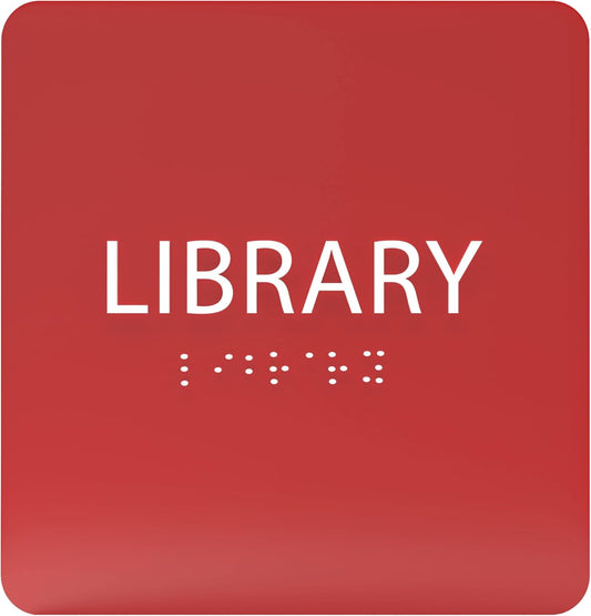 6" X6" Library Sign - ADA Compliant Tactile Graphics Grade 2 Braille Text Acrylic Wall Sign - Quiet zone, Information Convey, Group Study Room Door Signs for Office, School, Home