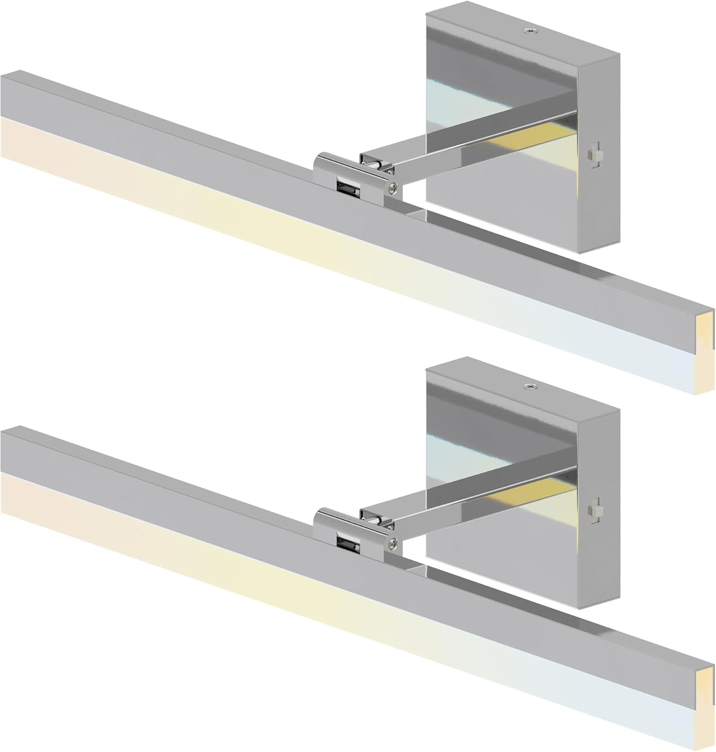 ZAGO 24 Inch Bathroom Vanity Light Fixtures Over Mirror - LED Modern Rotational Wall Mounted Adjustable Hardwired Picture Lighting Bar with 5CCT Switchable, ETL & Damp Rated, Chrome, 2-Pack