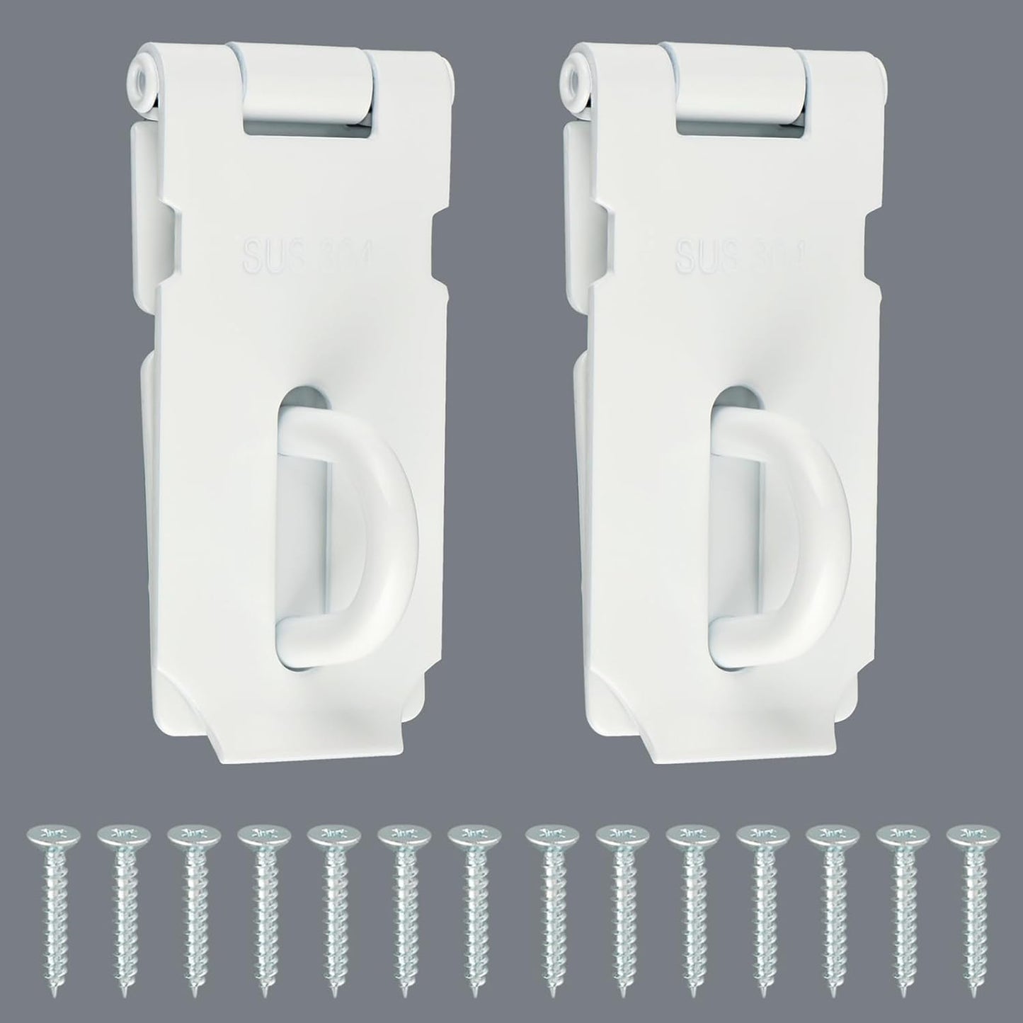 Alise 2 pcs Door Locks Hasp Latch,3 Inch SUS 304 Stainless Steel Safety Packlock Clasp Hasp Lock Latch,with Fixing Screw for External Doors Window Cabinet Pet Cage, MS9W-2P-3C