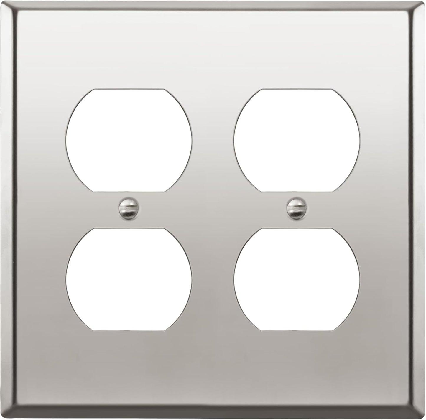 ENERLITES Double Duplex Receptacle Metal Wall Plate, Stainless Steel Outlet Cover, Corrosion Resistant, Size 2-Gang 4.50" x 4.57", Stainless Steel 201, 7722-PC, Polished Chrome, Silver