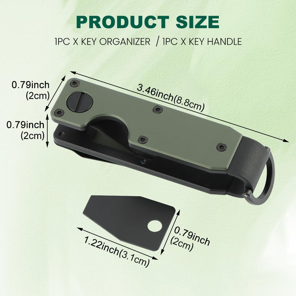 Key Organizer With Key Handle,Compact Met-allic Key Holder,Met-allic Key Organizer,Smart Keychain Secures 1-5 Keys