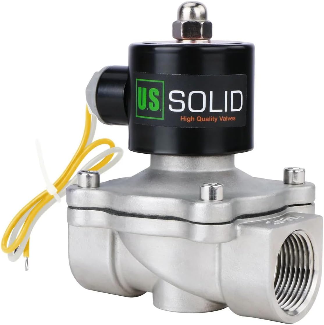U.S. Solid 1 inch Stainless Steel Electric Solenoid Valve 110VAC Normally Closed Air Water
