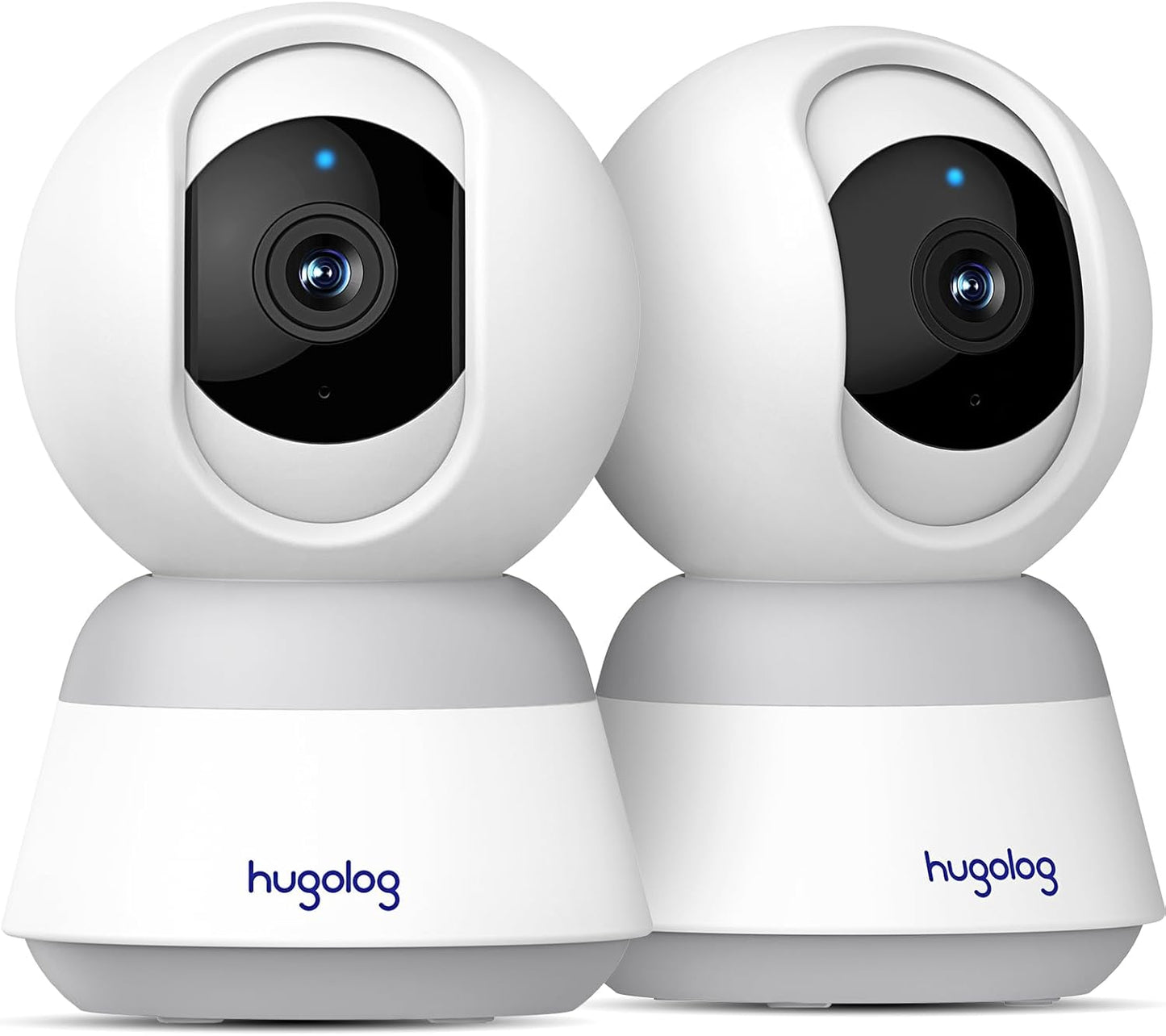 Hugolog 3K 5MP Indoor Pan/Tilt Security Camera with Auto-Focus(2pcs),Ideal for Baby Monitor/Pet Camera/Home Security,Starlight Color Night Vision,Human/Pet AI,Noise Reduction,US Cloud,Works with Alexa