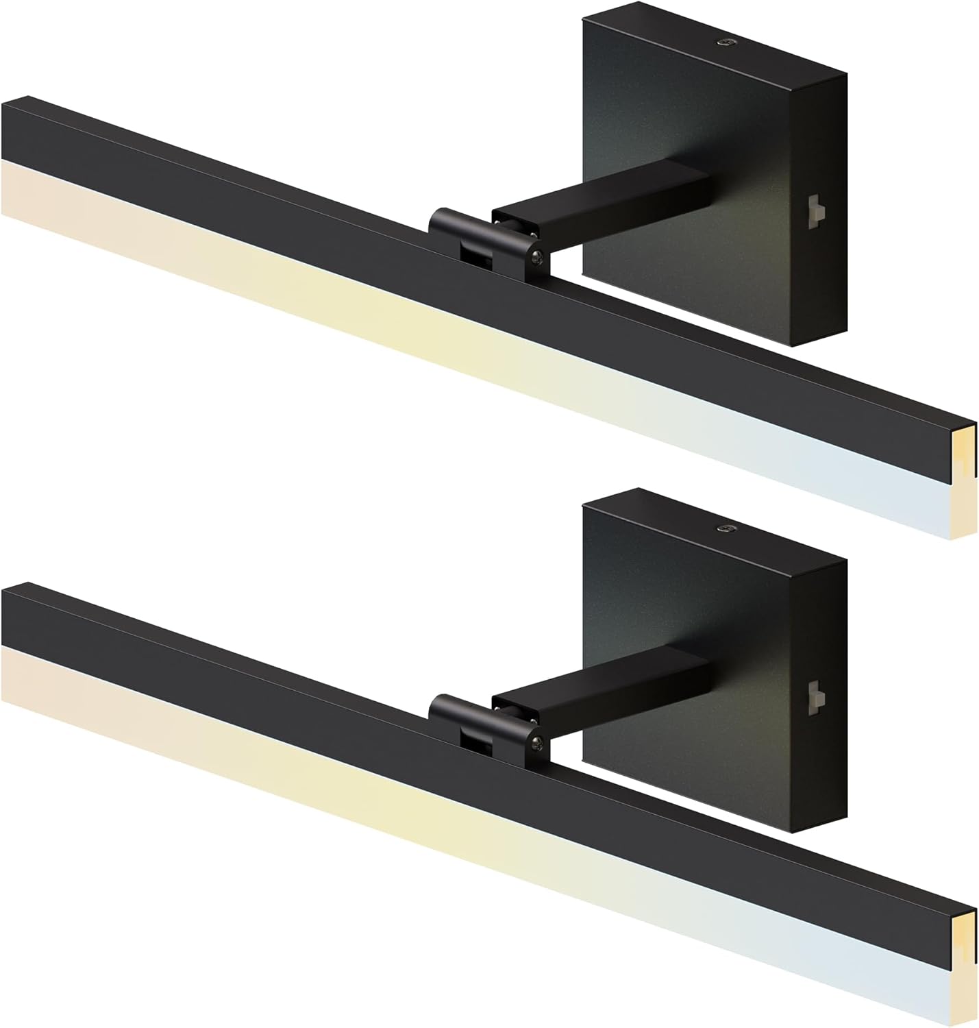 ZAGO 24 Inch Bathroom Vanity Light Fixtures Over Mirror - LED Modern Rotational Wall Mounted Adjustable Hardwired Picture Lighting Bar with 5CCT Switchable, ETL & Damp Rated, Black, 2-Pack
