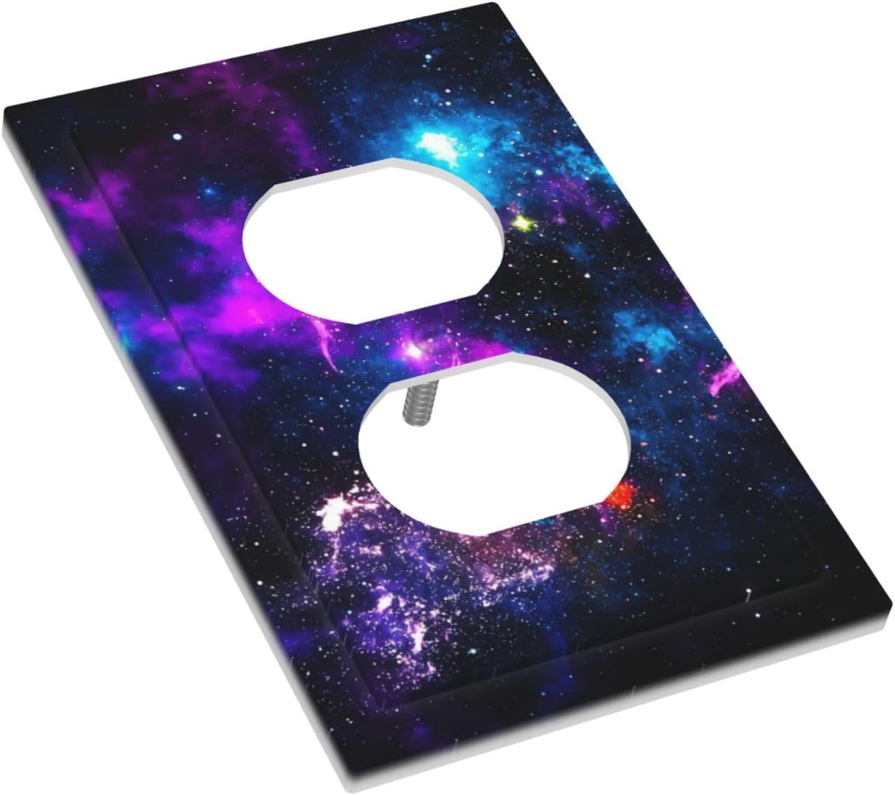 Outer Space Colorful Starry Sky Galaxy Planet Outlet Covers 1 Gang Duplex Light Switch Cover Decorative Switch Plates Electrical Receptacle Faceplate Wall Plate for Bed Room Living Room Decor