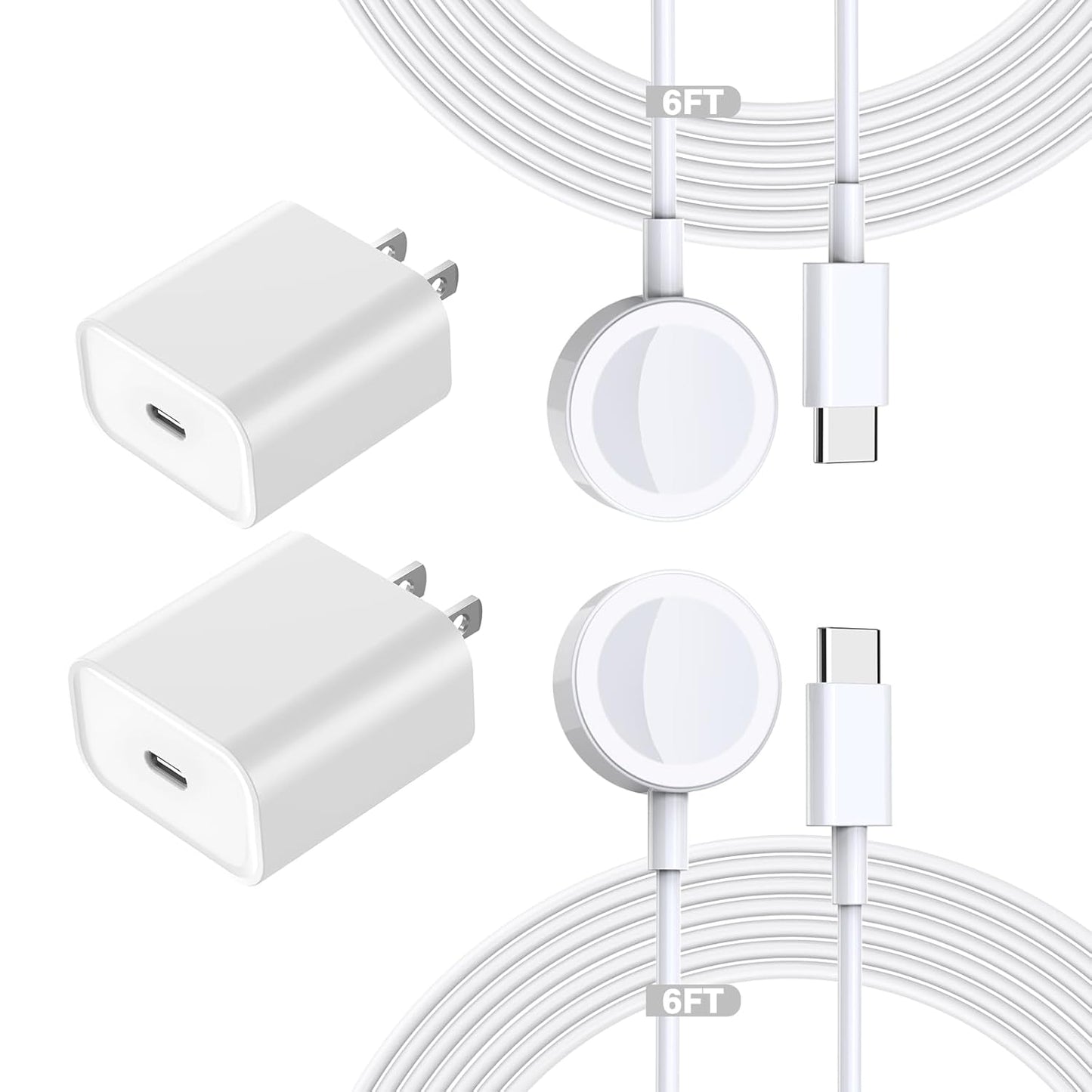 Fast Charging for Apple Watch Charger,2Pack PD USB C Fast iWatch Charger Block with 6FT Magnetic Wireless Cable for iWatch Charging Compatible with Apple Watch Series 11/10/9/8/7/6/SE2/5/4/3/2/1/Ultra