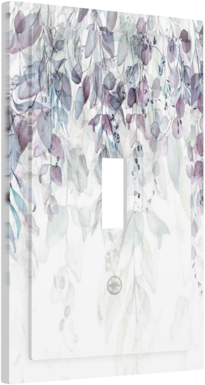 Hazy Leaves Ivy Nature Plants Eucalyptus Leave Decorative Light Switch Cover 1 Gang Single Toggle Device Electrical Faceplate Switchplates Decorator Outlet Wall Plate for Bedroom Home Decor