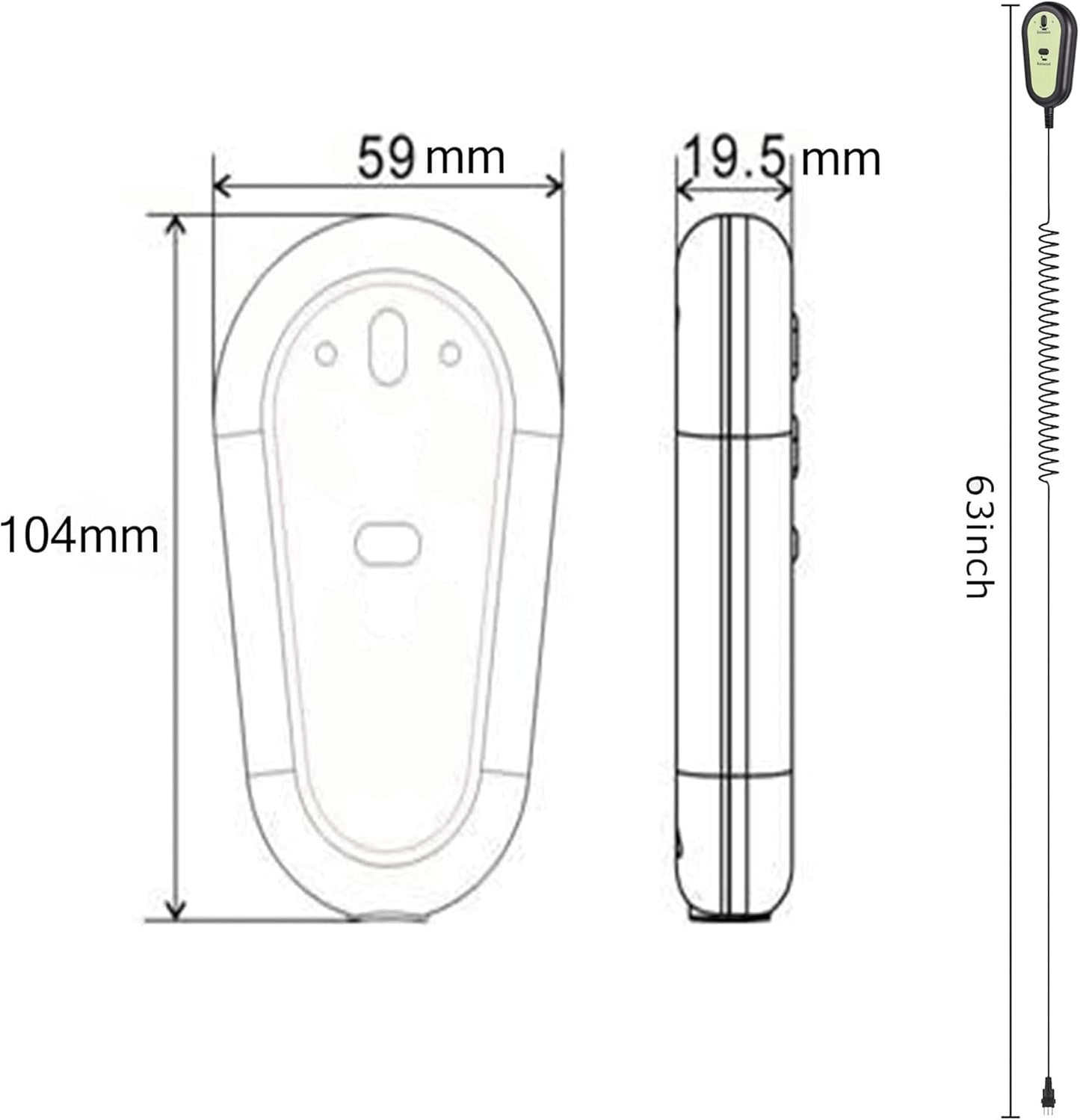2 Button Remote Electric Recliner Manual Control Controller,5 Pin Fixed Straight Plug Replacement Fixed Okin Limoss Dewert Power Recliner Lift Chair,Lazy Chair
