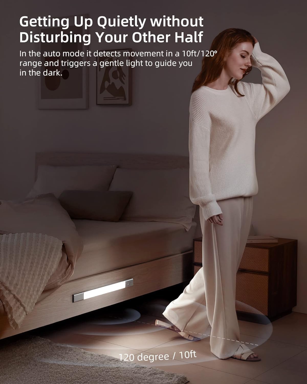 EZVALO 48 LED Under Cabinet Lighting, Motion Sensor Closet Light with Detachable Battery, Wireless LED Magnetic Light for Kitchen, Wardrobe-15.8Inch
