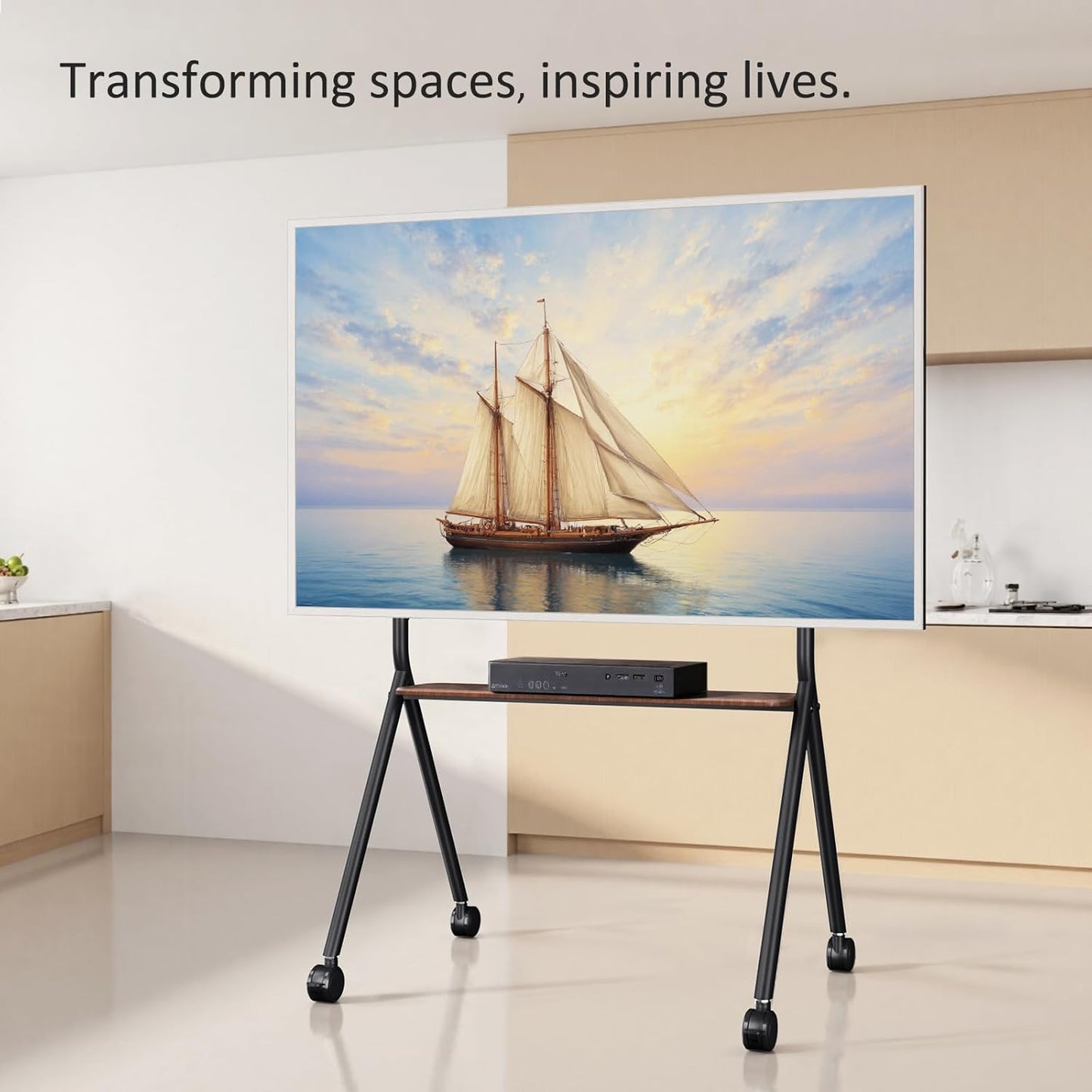 Smart Board Stand for 55-100 Inch Interactive Whiteboards,Flat&Curved TVs,Holds Up to 265lbs,Height Adjustable Smartboard Stand with Lockable Wheels for Office/Classroom/Home
