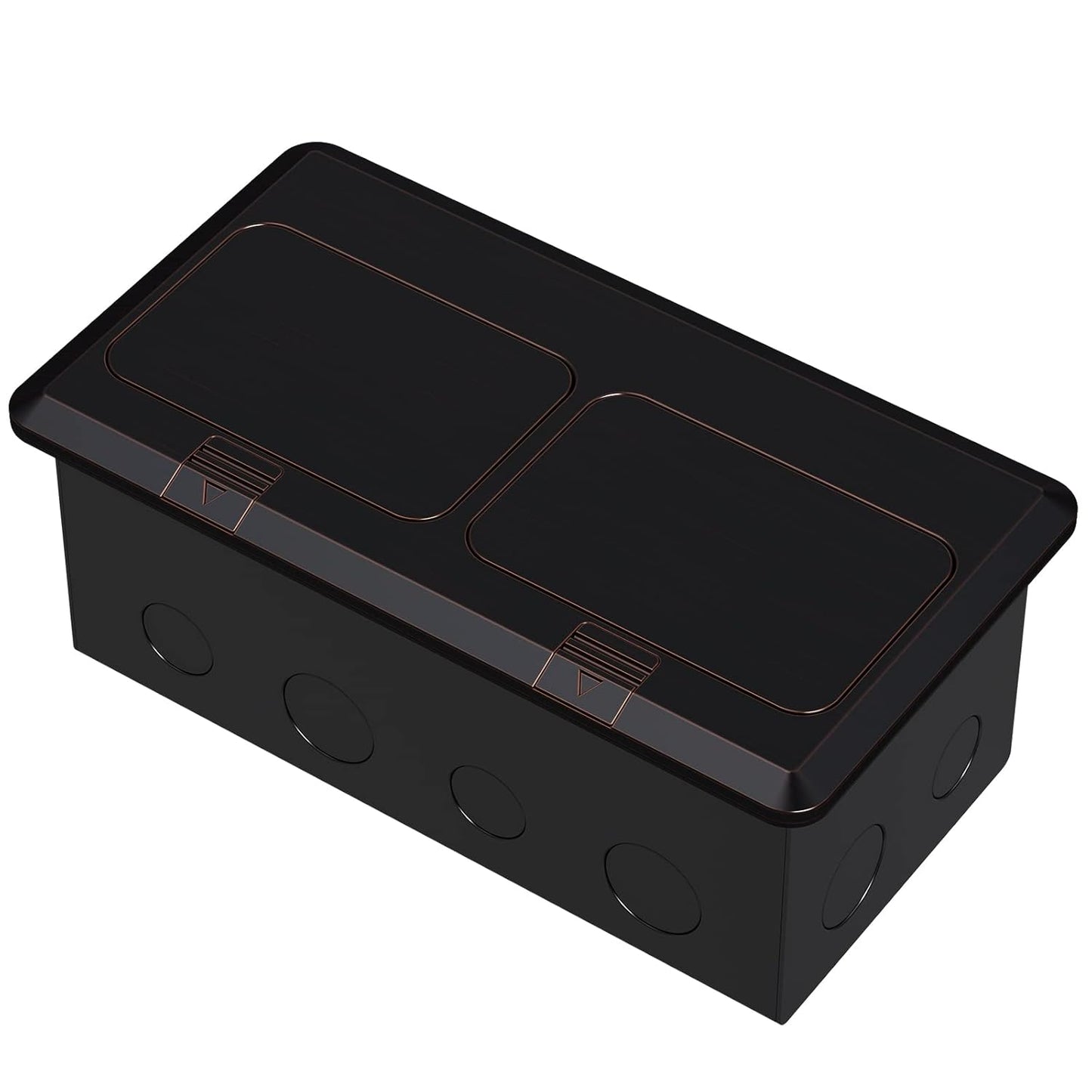 KYHSHJ Dual Pop-Up Floor Electrical Outlet Box Kit，20 Amp Stainless Steel GFCI TR Receptacle Outlet，3-Port RJ45 Datacom Receptacle，Oil Rubbed Bronze