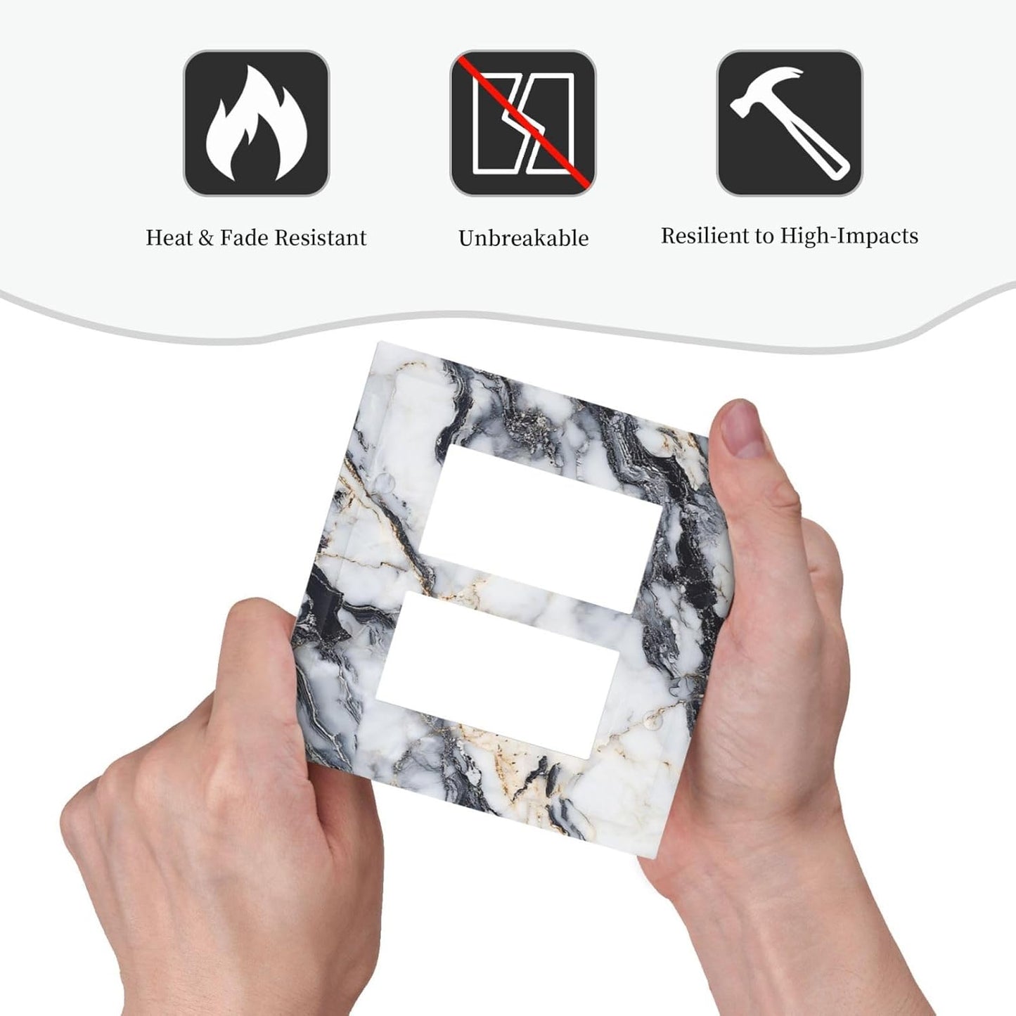 Decorative Outlet Covers Black Gold Marble Abstract Modern Luxury 2 Gang Double Rocker Light Switch Cover Plate Electrical Switch Plate Cover Decorate GFCI Wall Plate for Bedroom Home Decor