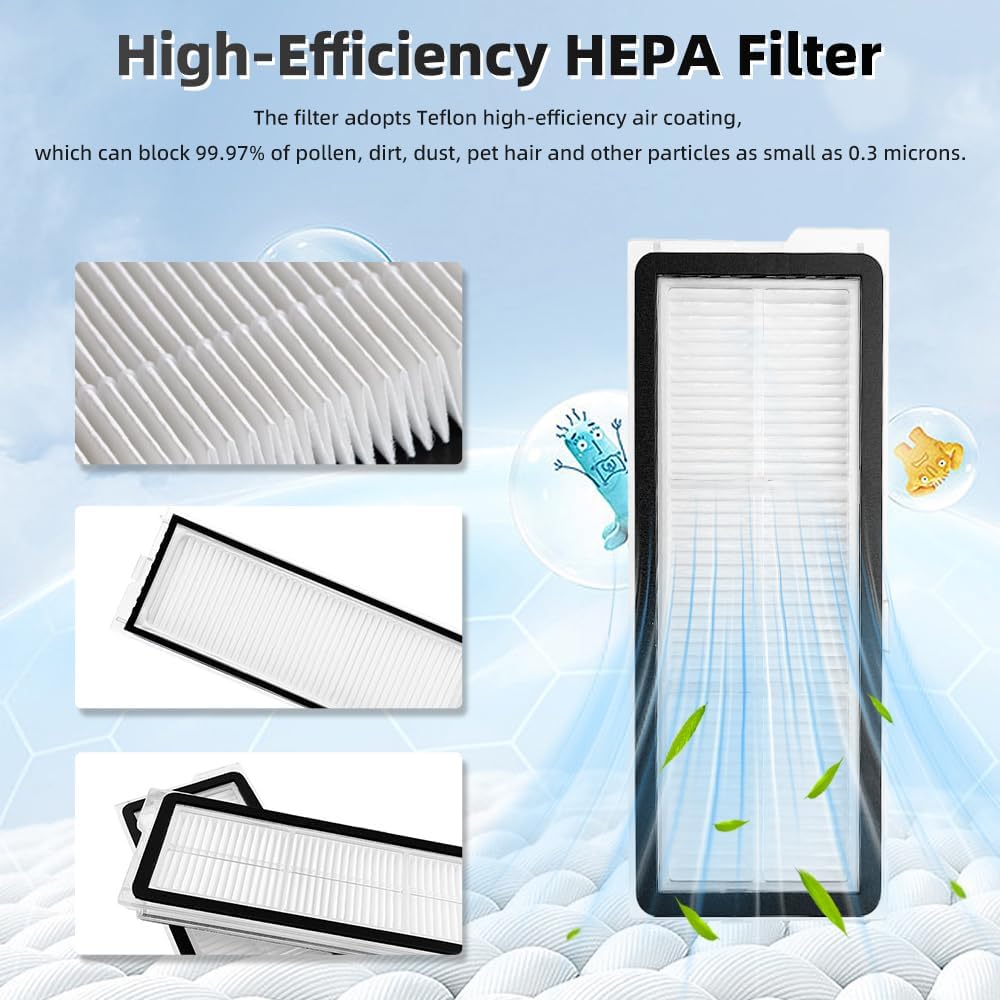24Pcs QV 35A Accessories Kit Replacement Compatible with Roborock QV 35A/QV 35S/QR 598/QR 798 Robot Vacuum, 2 Main Brush, 4 Mop Cloth Pads, 6 Side Brushes, 4 HEPA Filters,6 Dust Bag, 1 Cleaning Tool