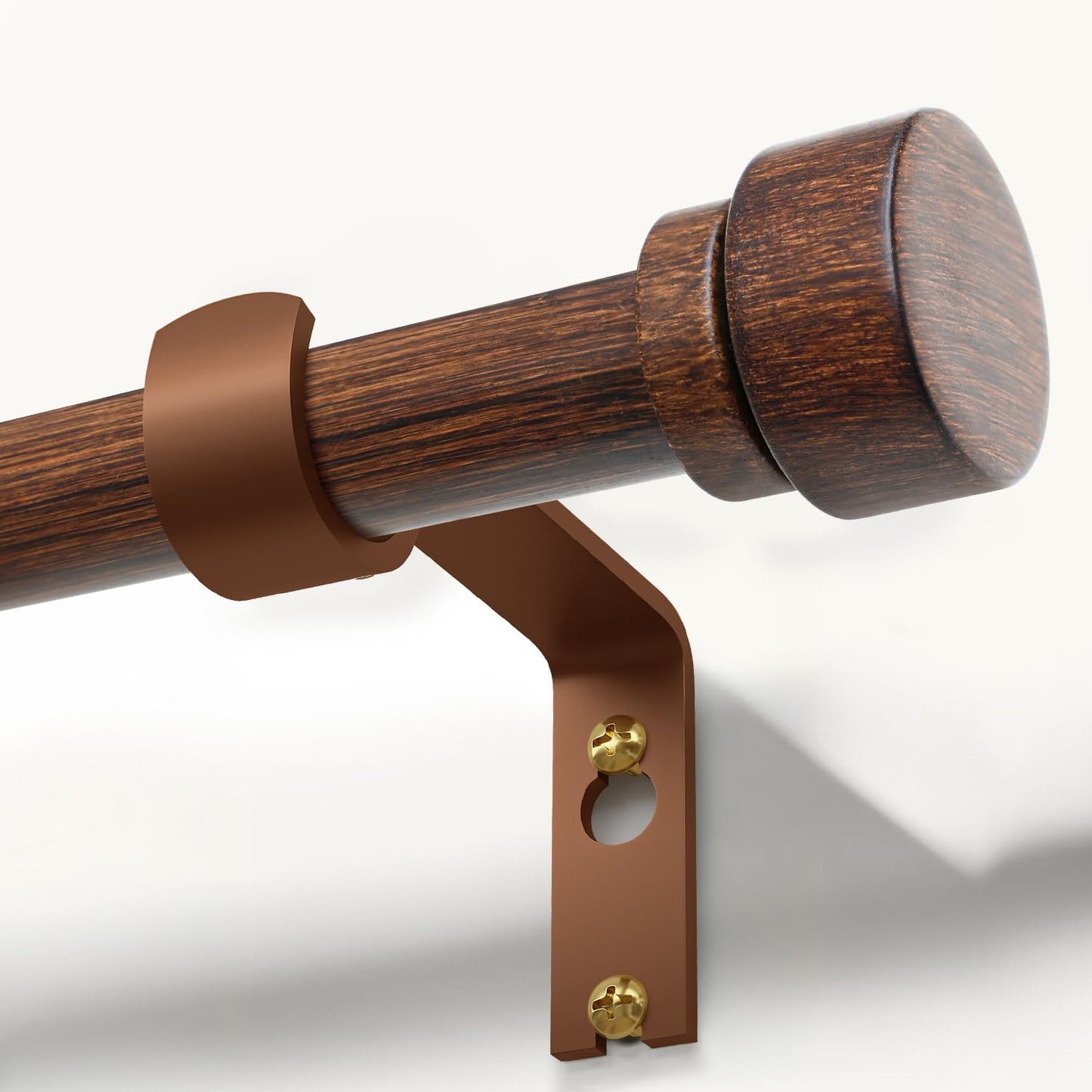 Antique Redwood Grain Curtain Rods for Windows 28 to 48 Inches 1" Diameter Boho Decorative Heavy Duty Window Curtain Rod Adjustable with Solid Finials for Living Room Bedroom Kitchen Farmhouse Outdoor