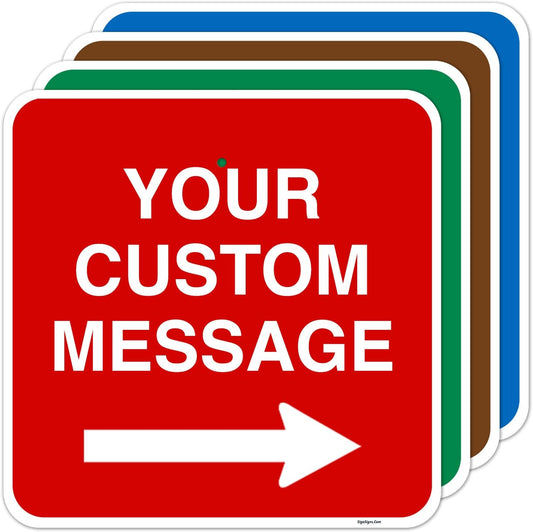 Custom Square Left or Right Arrow Sign, Personalize for Office, Business, Workplace, office, Home, Airbnb, Delivery Signs, 12x12 Inches Yellow, Rust Free .040 Aluminum, Fade Resistant, Made in USA