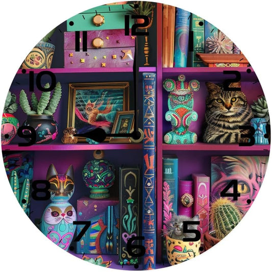 10 in Crafty Cat Crafts -123 Wood Wall Clock – Digital Time Display, Smart Home Compatible for Bedside or Workspace