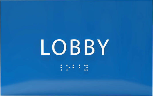 6" X4" Lobby Sign - Tactile Graphics Grade 2 Braille Text Reception Area Sign| Utility ADA Compliant Wall Mount Plastic Signs For Hospital, Offices, Businesses & Apartments