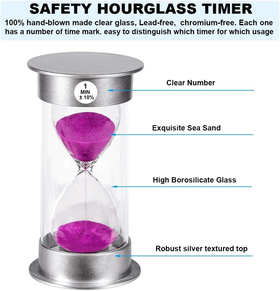 SuLiao Sand Timer, 1 Min Hourglass - Large Purple Sand Clock - Unbreakable Plastic for Kids, Games, Classroom, Kitchen, Decoration