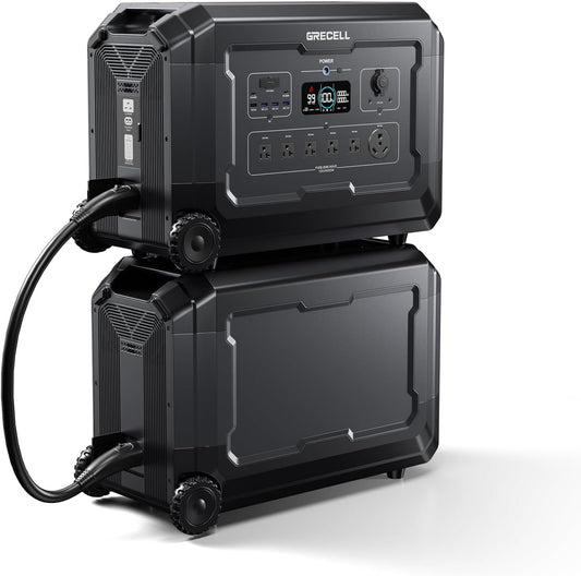 GRECELL Portable Power Station 4000W with Expansion Battery 5040Wh LiFePO4 Power Station 16 Outlets with 20ms UPS Backup for Home Blackout, Camping, RV, Emergency