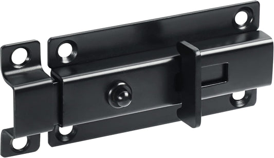 Alise Slide Bolt Gate Latch,Spring-Automatic Barrel Bolts Latches Safety Door Lock,Gate Hardware for Inside Door Fence Toilet Barn Pet Doors,Stainless Steel Black Bolt Latches,MS3000-B