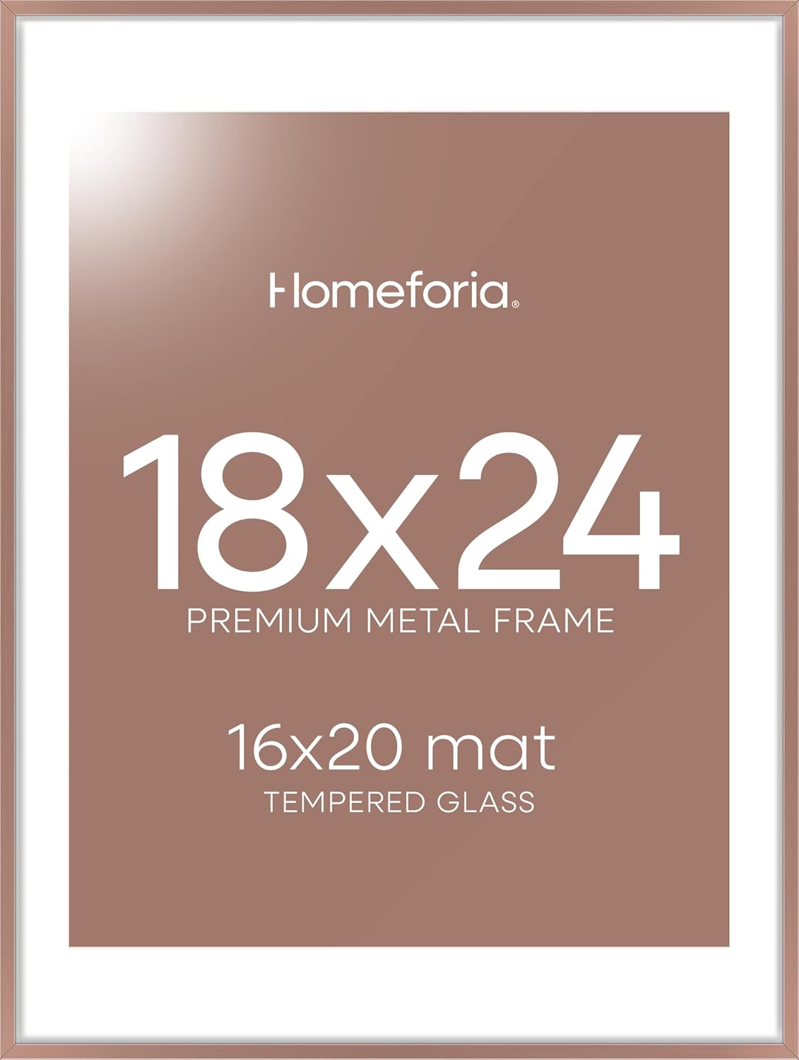 Homeforia 18x24 Poster Frame Mocha, High End Metal 18 x 24 Picture Frames with Mat 16 by 20 inch Photo, 18x24 Mocha Frame Matted to 16x20 Print, 24x18 Hanging Frame, Tempered Glass, Wall Kit, Set of 1