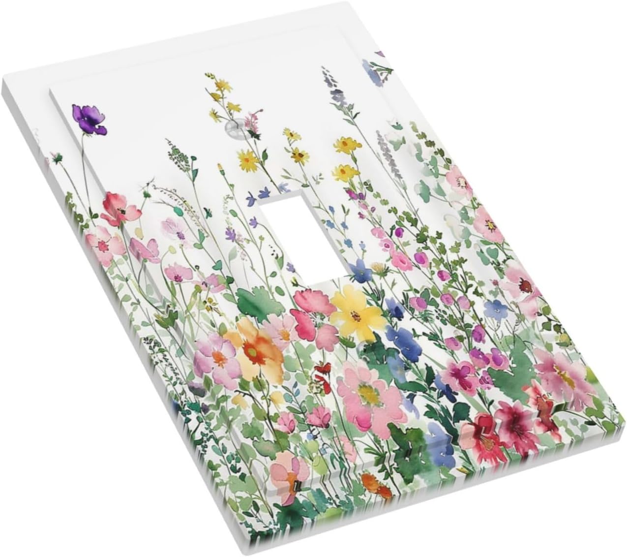 Decorative Light Switch Cover Boho Colorful Flowers Plant Rustic Wildflower 1 Gang Single Toggle Device Electrical Faceplate Switchplates Decorator Outlet Wallplate for Bed Room Bathroom