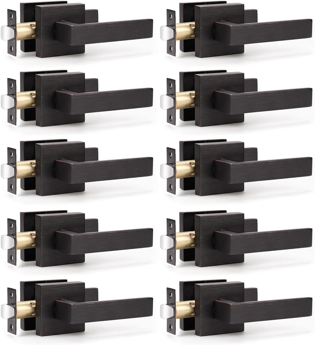 KNOBWELL Premium Oil Rubbed Bronze Door Handle Passage Door Lever Heavy Duty Door Handle Set, Closet Door Levers for Left or Right Handing, Easy Installation 10 Pack 2.07 lb One Lever