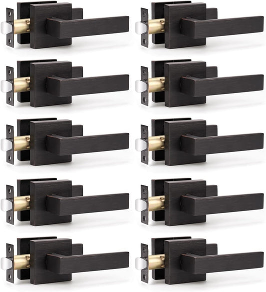 KNOBWELL Premium Oil Rubbed Bronze Door Handle Passage Door Lever Heavy Duty Door Handle Set, Closet Door Levers for Left or Right Handing, Easy Installation 10 Pack 2.07 lb One Lever