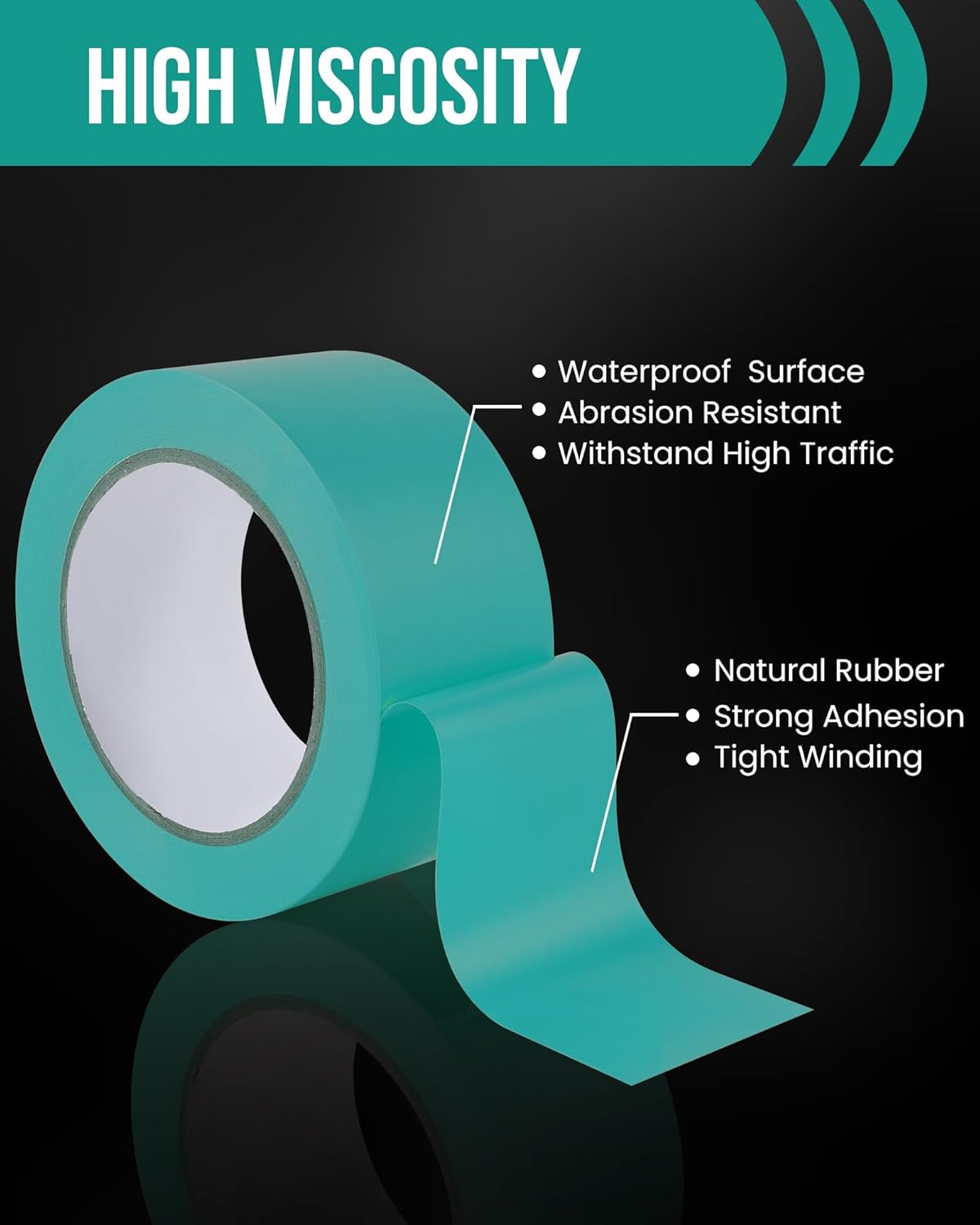 Lichamp 6 Rolls Vinyl Tape, Premium Safety Marking and Traffic Floor Marking Tape, Bundling, Social Distancing, 4 Inch x 36 Yards per Roll, 216 Total Yards, Green