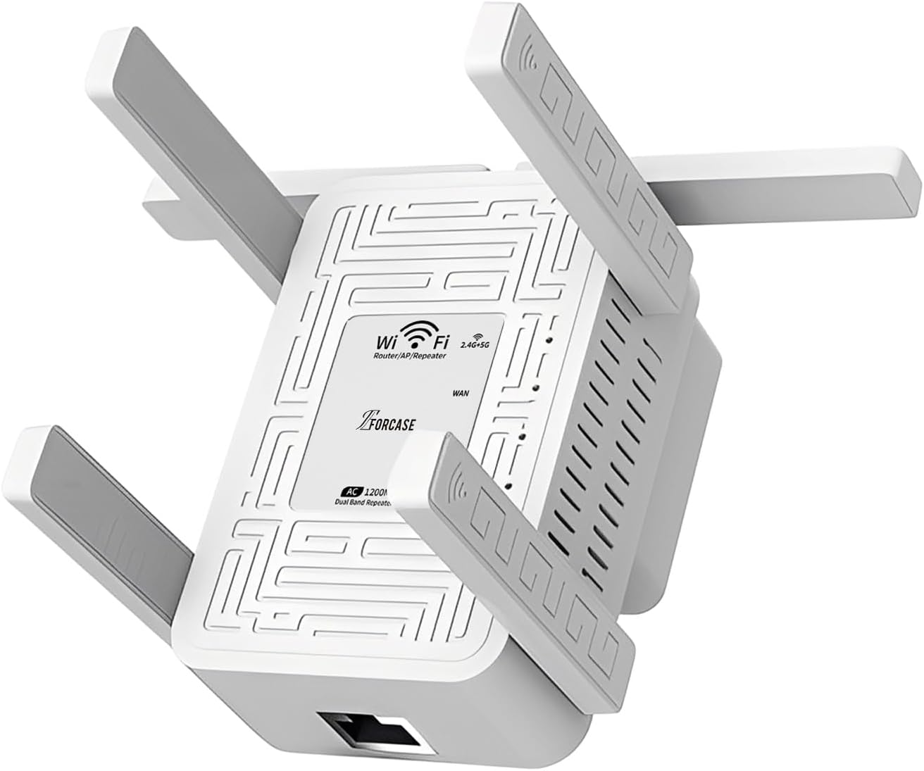 WiFi Extender Signal Booster Dual Band 5.8GHz&2.4GHz, w/6 Antennas WiFi Booster for Home Coverage up to 10200 Sq.ft, Signal Amplifier 1200Mbps WiFi Repeater w/Ethernet Port, 1-Tap Setup, White