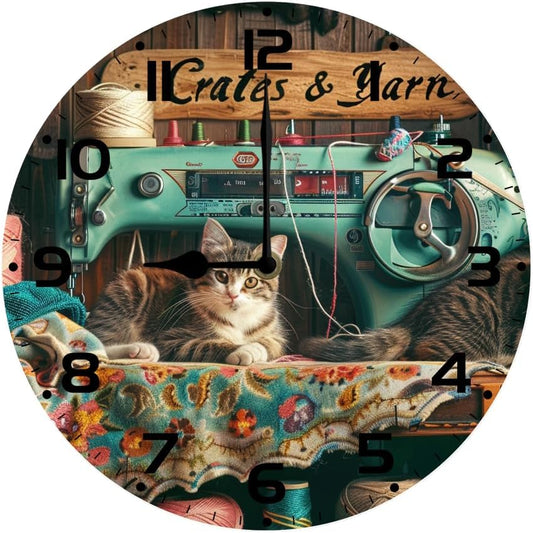 10 in Dog Pooping -124 Wood Wall Clock – Digital Time Display, Smart Home Compatible for Bedside or Workspace