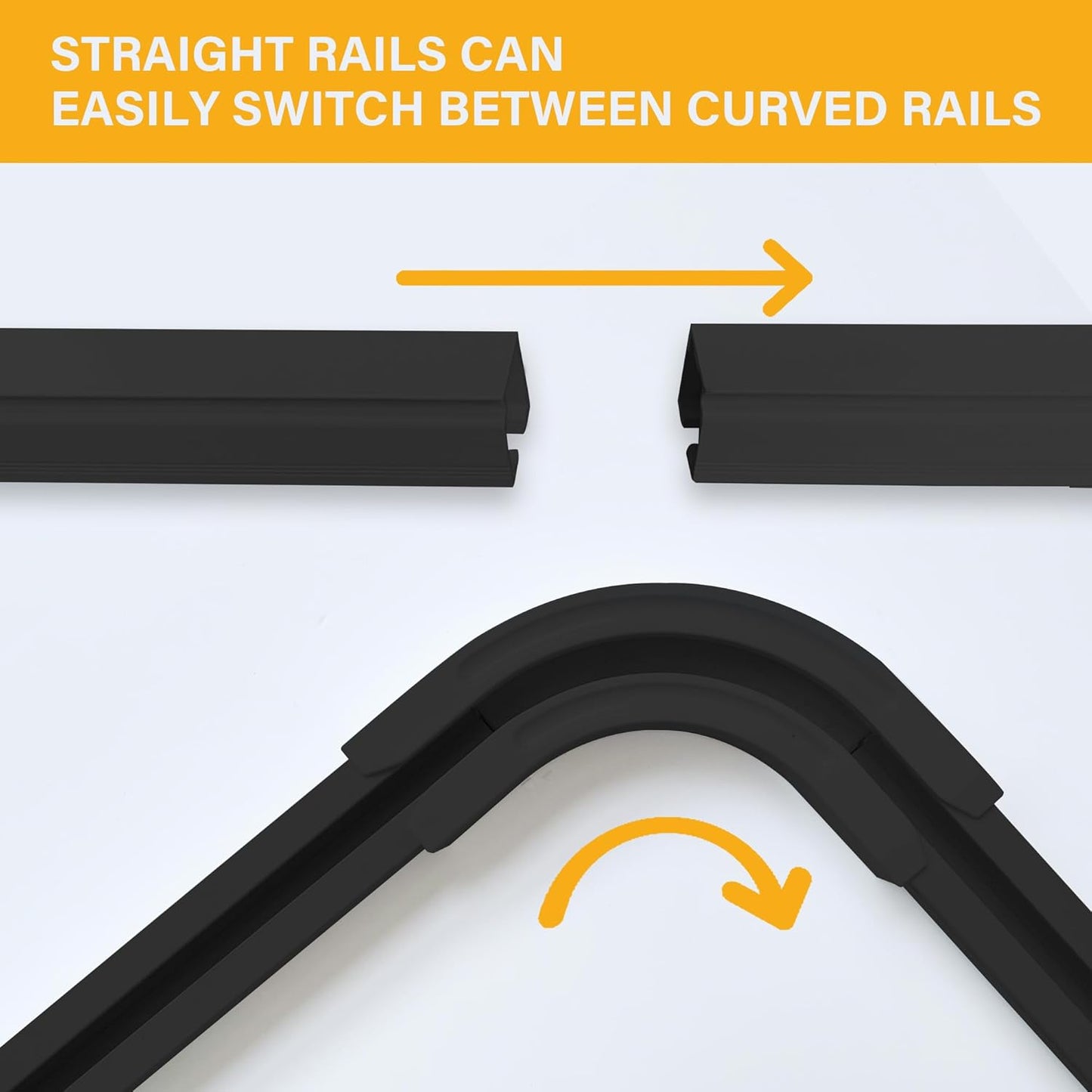 90° Curved Connectors for Ceiling Curtain Track, Ceiling Track for Curtains, Track Curtains Ceiling Mount/Wall Mount, Room Divider Curtains Tracks（Black 2 PCS）.