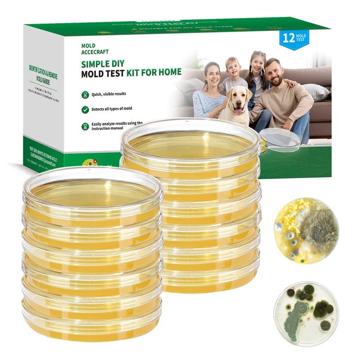 Mold Test Kit for Home -12 Simple Mold Test kit,Test HVAC System,Surfaces & Indoor Air Quality,DIY Mold Detector at Home,Includes Detailed Mold Identification Guide,air Tester