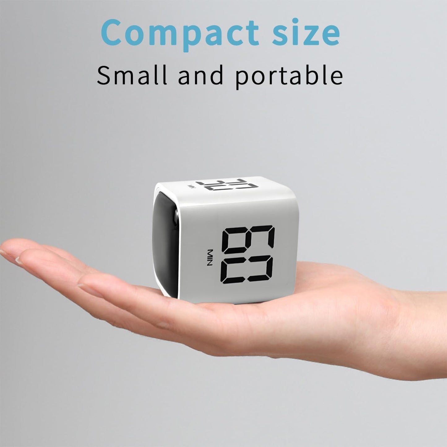 Pomodoro Timer, Cube Productivity Timer with Adjustable Sound and Vibration Alert, Ideal for Work, Office, ADHD, Study, and Tasks - 5/10/30/60 Minutes & Custom Countdown - White