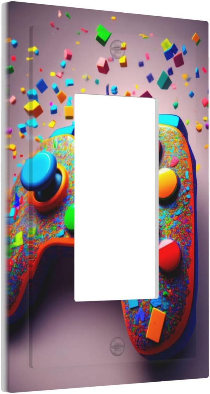 Videos Game Controller 1 Gang Single Rocker Decorative Light Switch Covers Electrical Faceplate Switchplates for Bathroom Kitchen Home