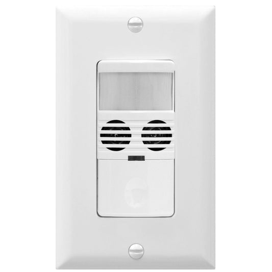 Enerlites MWOS-W Motion Sensor Switch, Ultrasonic and PIR Dual Technology, Occupancy Sensor, Motion Sensor Light Switch, NEUTRAL WIRE REQUIRED, Wall Plate Included, White
