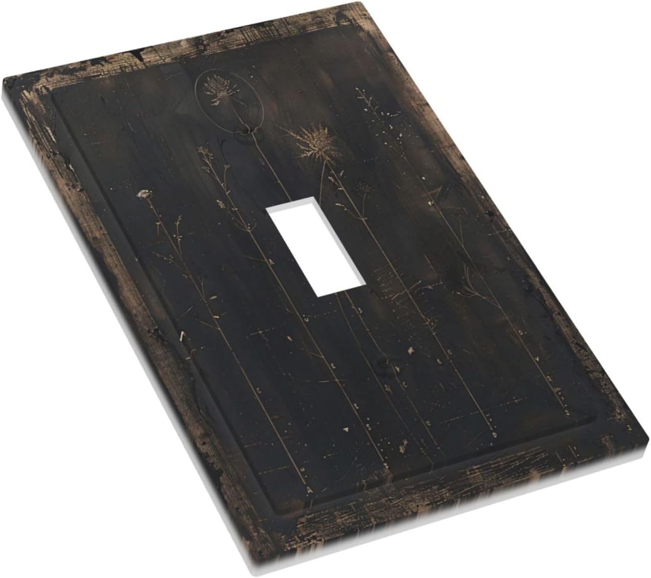 Decorative Light Switch Cover Plate Black And White Dandelion Art Vintage Wood Grain 1 Gang Single Toggle Wall Plate Electrical Outlet Covers Decorate Switch Plate Cover for Farmhouse Cabin Decor