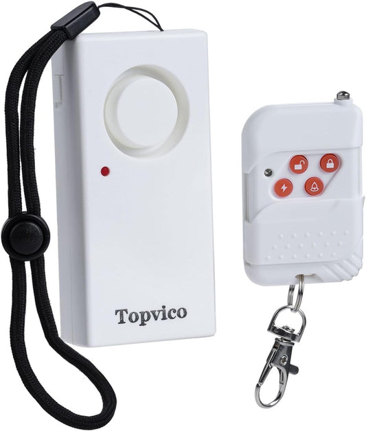 Topvico Door Handle Alarm Vibration Triggered, Hotel Travel Portable Door Alarm, 130dB Wireless Home Security for Kids, Elderly, Dementia, Remote Controller for Sensitivity Volume Adjust, 1 Pack