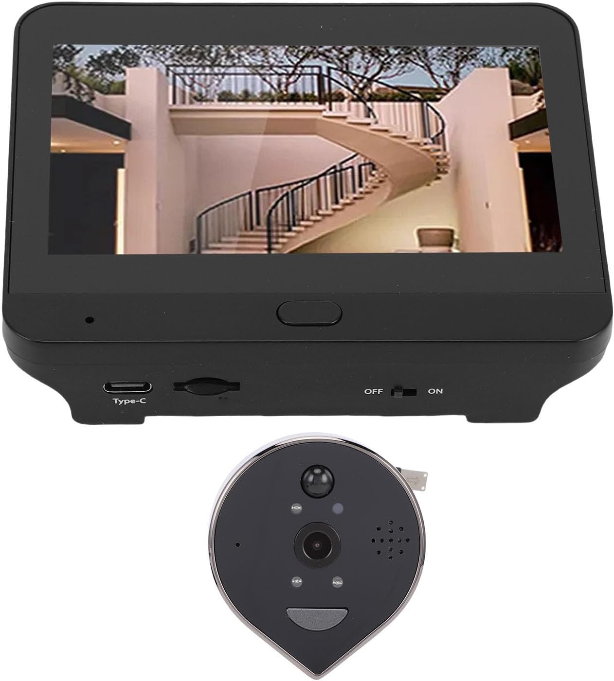 Smart Digital Peephole Camera 3MP 1080P WiFi Video Doorbell with 4.3in LCD Viewer 160 Viewing Angle PIR Motion Detection 5000mAh Battery for Homes Apartments Villas