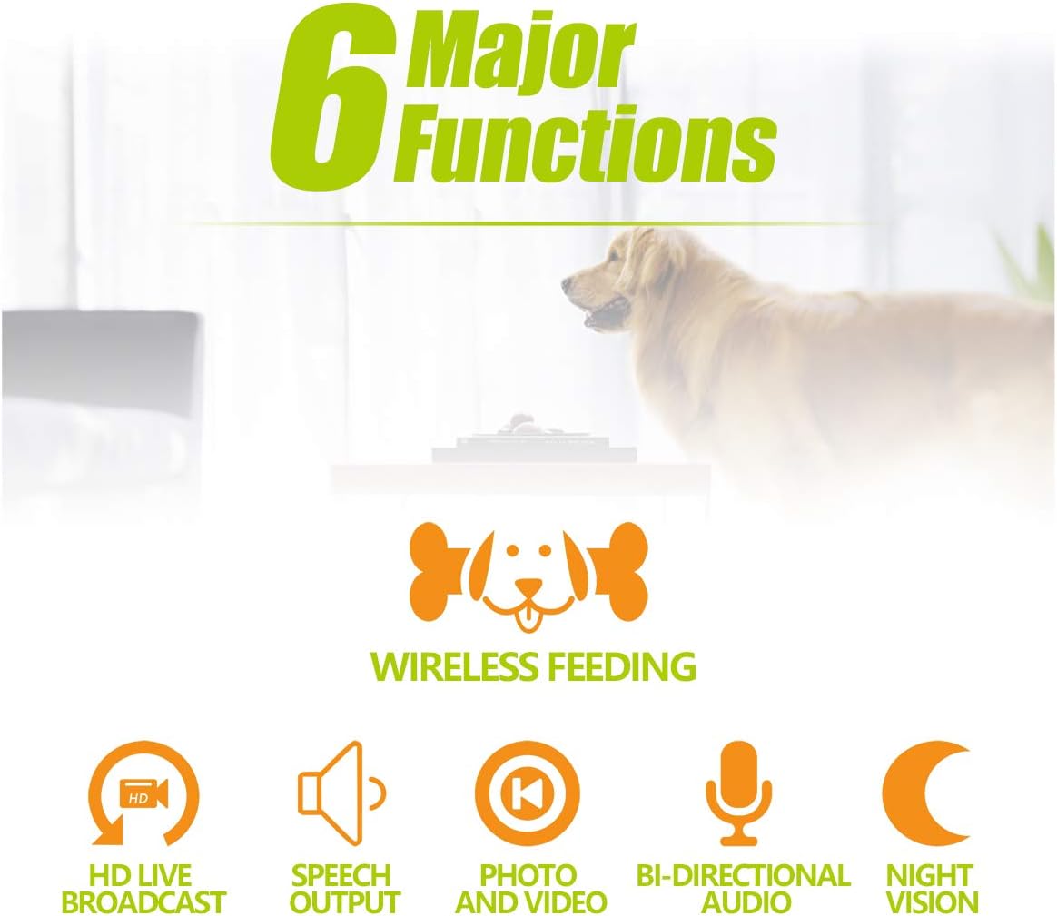 SM-02 Dog Camera Treat Dispenser, Remote Pet Camera with Two-Way Audio and Night Vision Remote via APP, Compatible with Alexa