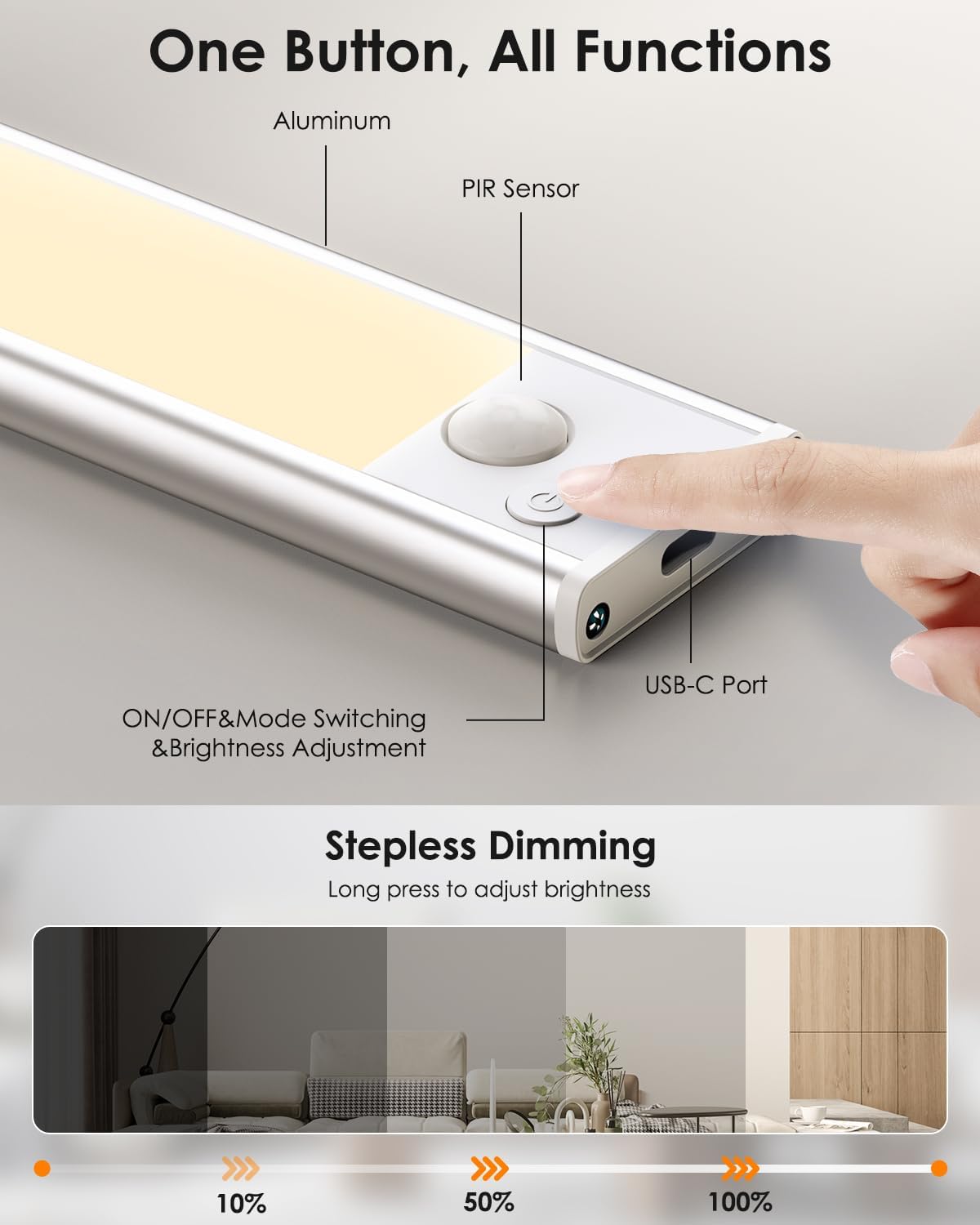 5 Pack Under Cabinet Lights, Upgraded 2500mAh Under Cabinet Lighting Wireless, Rechargeable Motion Sensor Light Indoor LED Closet Lights Under-Counter Light Fixtures for Kitchen, Hallway, Stairs, 12in